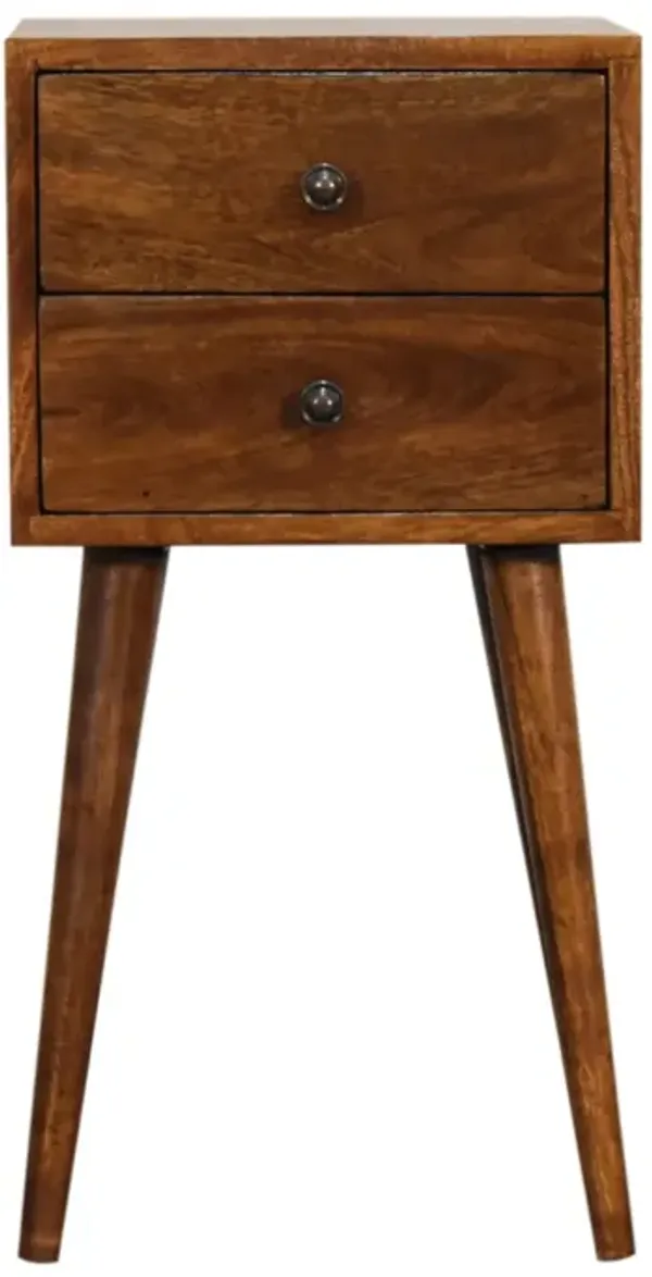 Mini 2 Drawer Chestnut Solid Wood NightStand