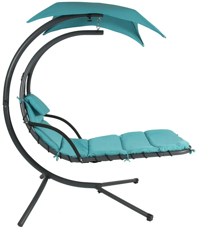 Hivvago Teal Single Person Sturdy Modern Chaise Lounger Hammock Chair Porch Swing