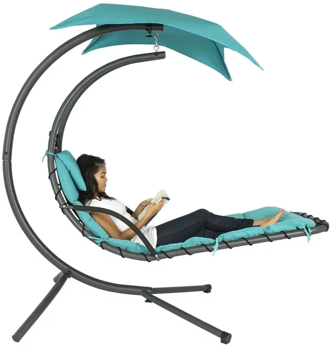 Hivvago Teal Single Person Sturdy Modern Chaise Lounger Hammock Chair Porch Swing