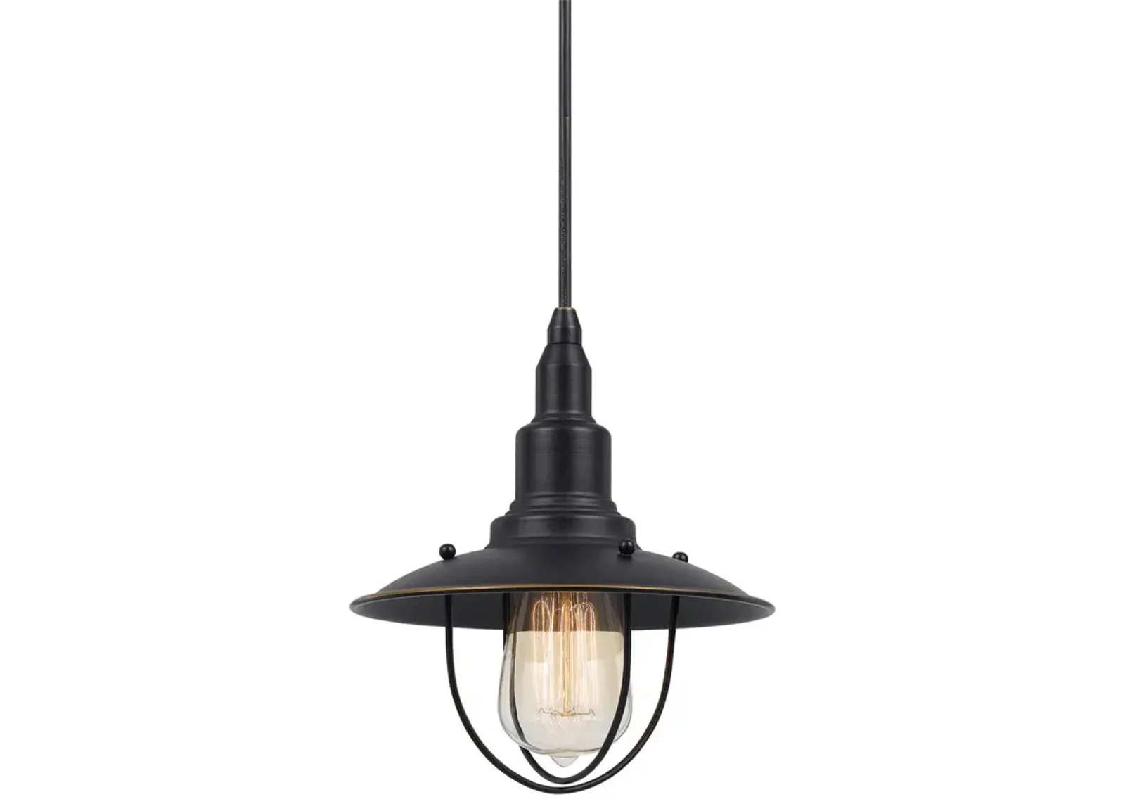 Oma 8 Inch Modern Pendant Light, Industrial Style, Dark Bronze Metal Frame - Benzara