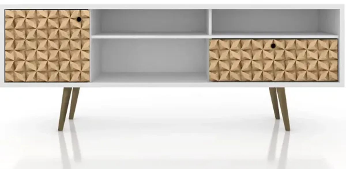 Liberty Extra Large TV Stand in White and Brown Pattern