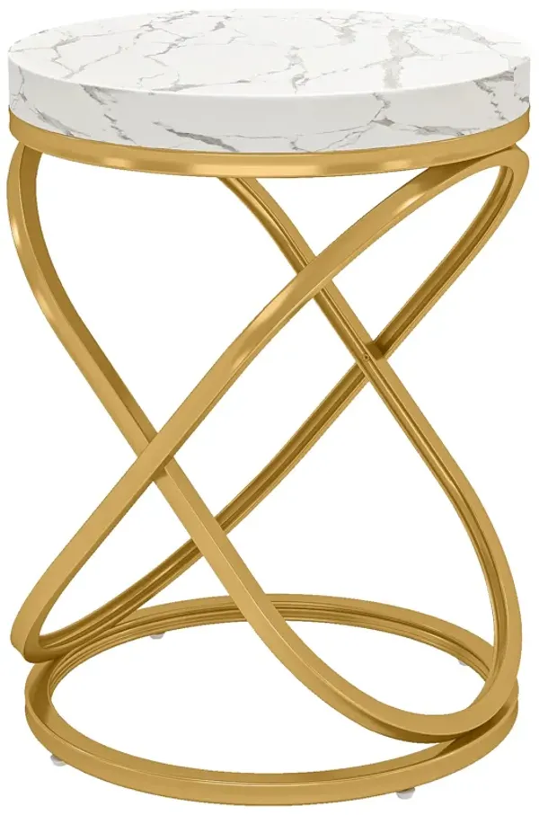 End Tables Living Room, Round Sofa Side Table Nightstands with Double X-Shaped Ring Unique Design for Bedroom, Deck Boxes