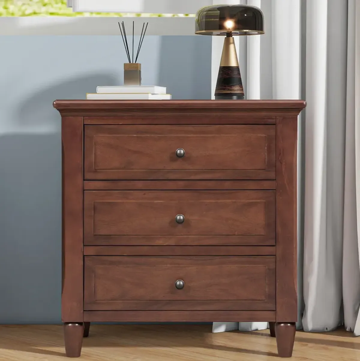 Merax Classic 3-Drawer Nightstand Storage Wood Cabinet