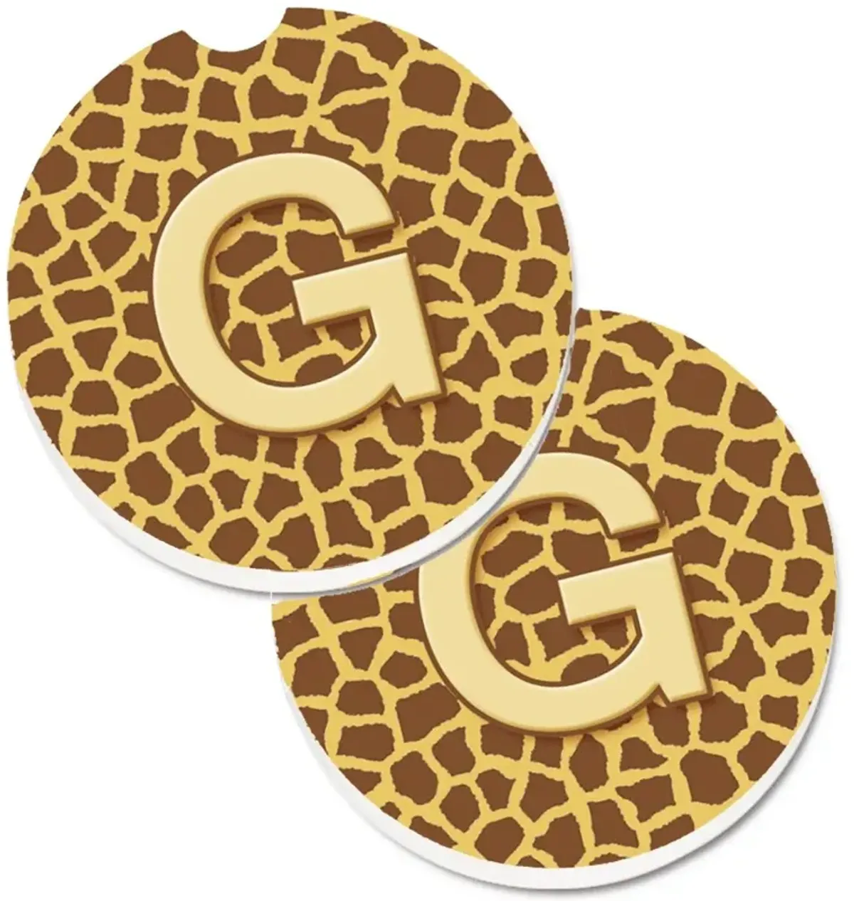 Caroline's Treasures Monogram Initial G Giraffe Set of 2 Cup Holder Car Coasters CJ1025-GCARC, 2.56, Multicolor