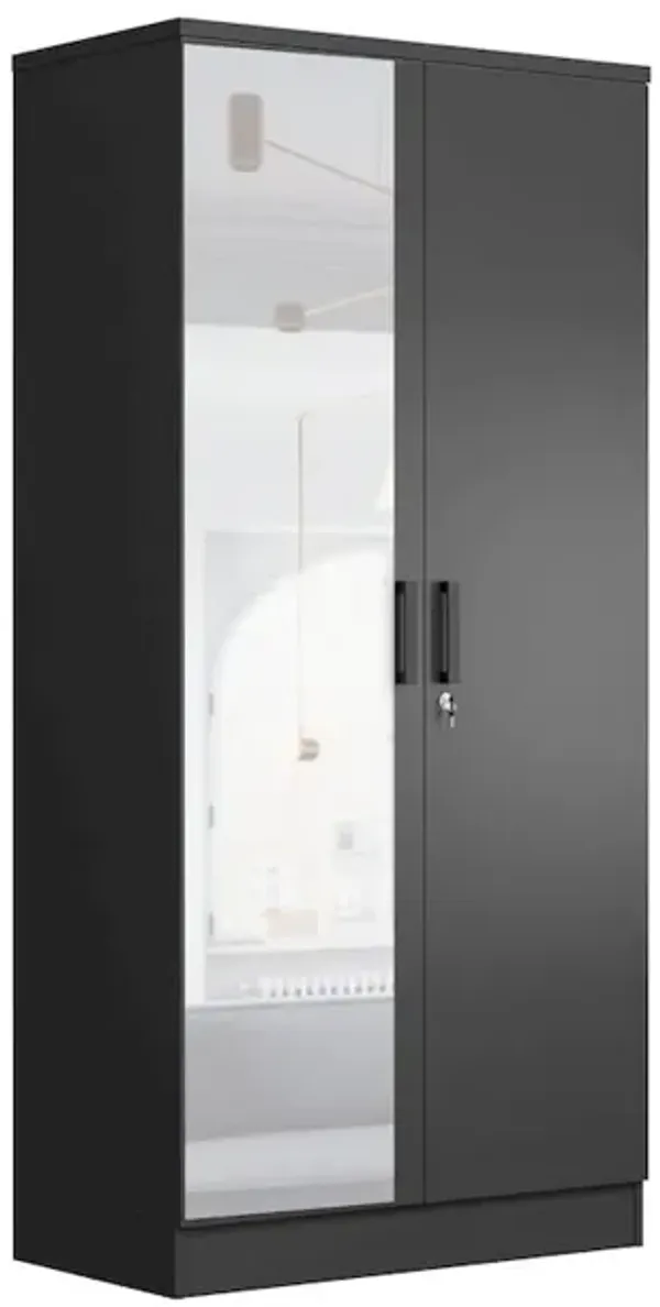 2 Doors Wardrobe Mirrored Door
