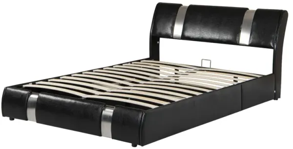 Queen Size Lift Up Storage Bed Frame with Stainless steel sheet, Upholstered Platform Hydraulic Bed Frame with Wood Slats, Suit for Kids/Teen/Adults Noise-Free, No Box Spring Needed, Easy Assembly