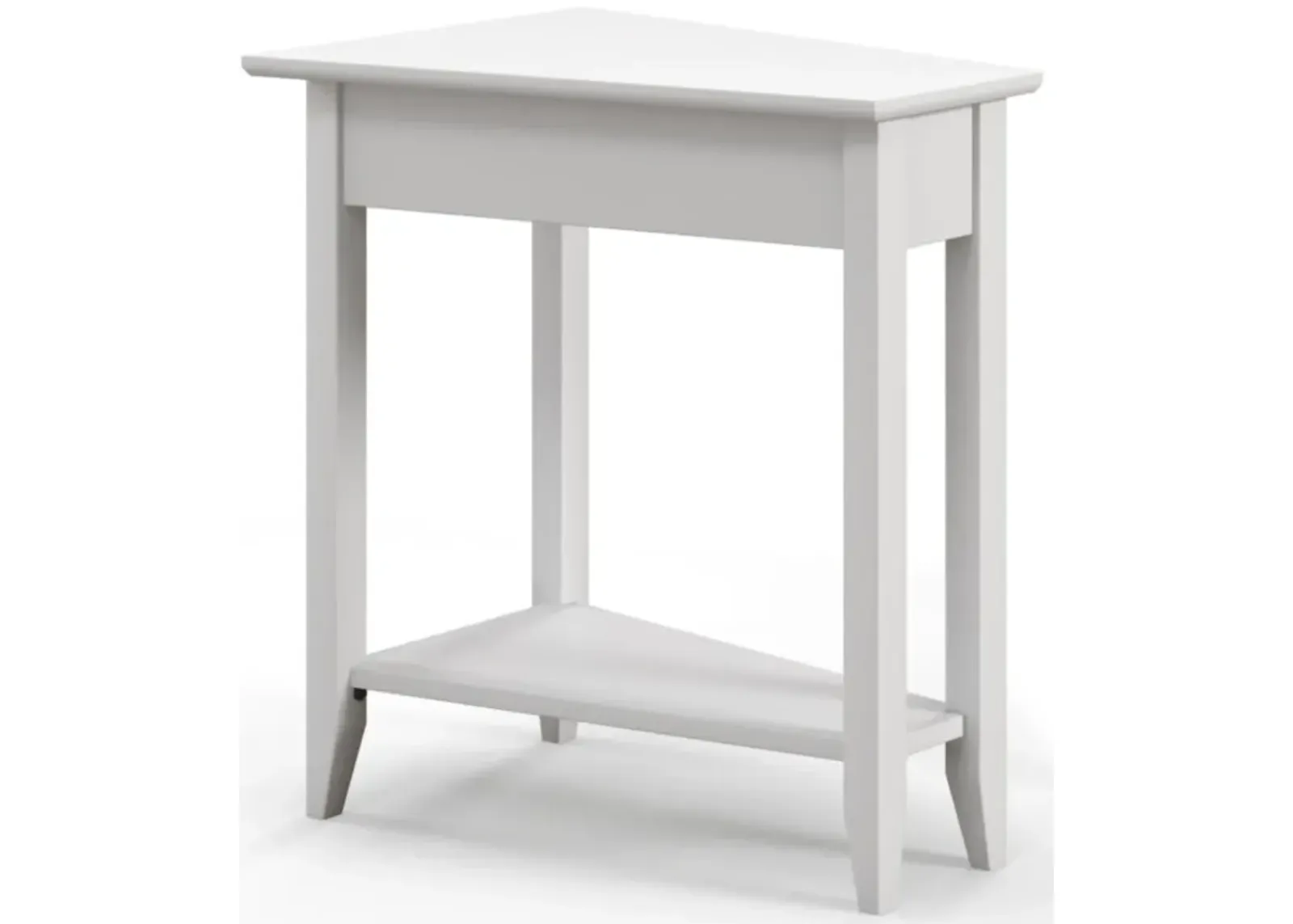 Hivvago 2-Tier Wedge Narrow End Table with Storage Shelf and Solid Wood Legs