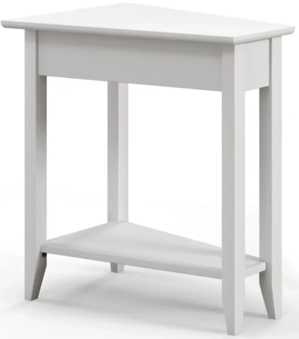 Hivvago 2-Tier Wedge Narrow End Table with Storage Shelf and Solid Wood Legs