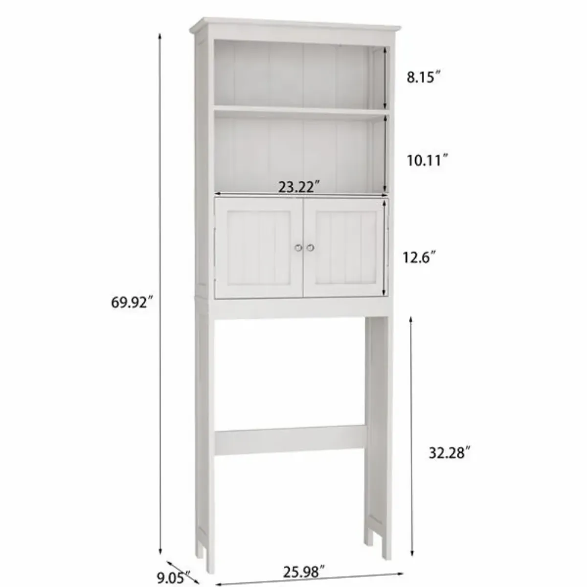 Over-the-Toilet Storage Rack with 2 Doors and Shelves for Bathroom Organization