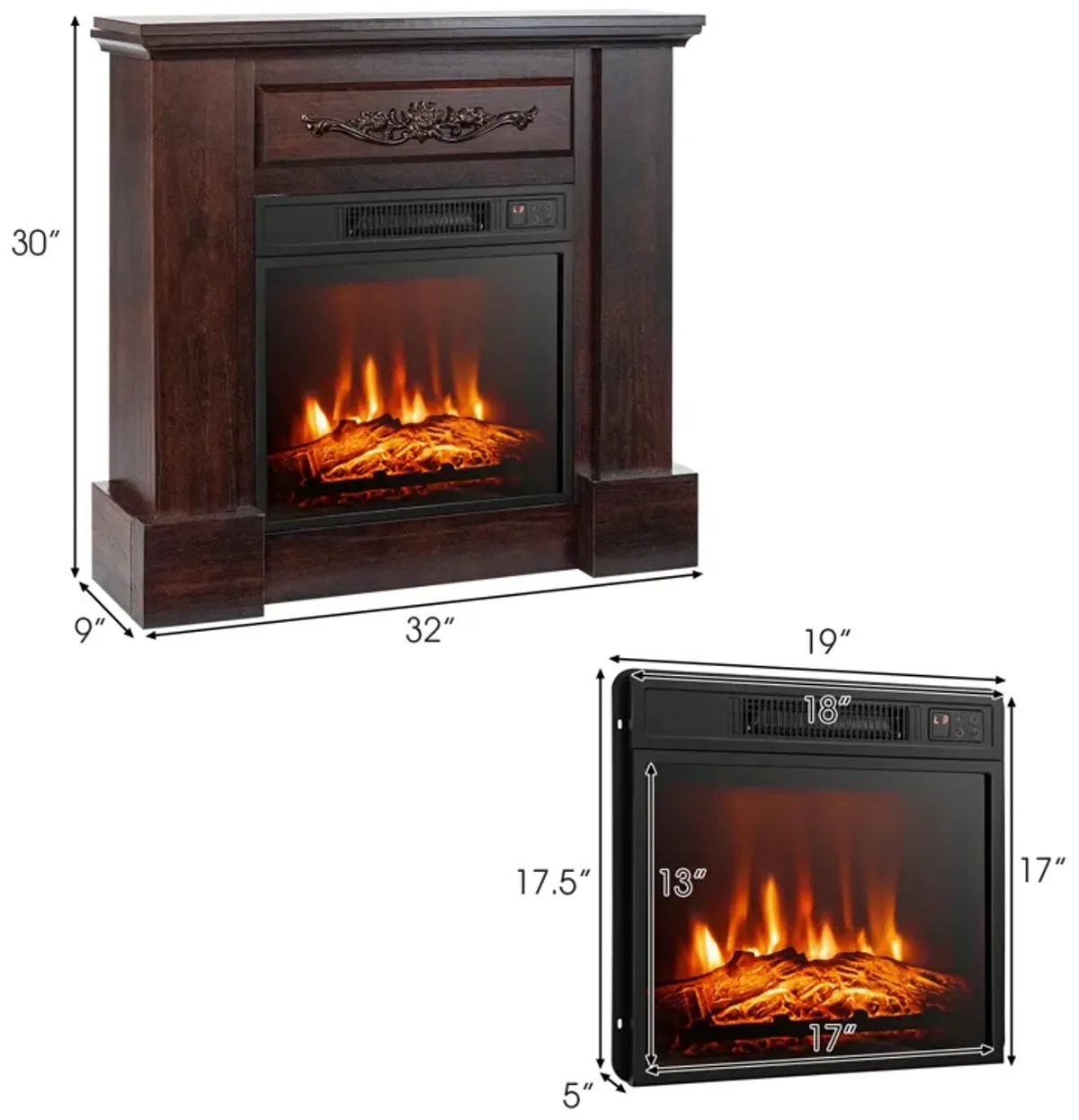 1400W TV Stand Electric Fireplace Mantel with Remote Control