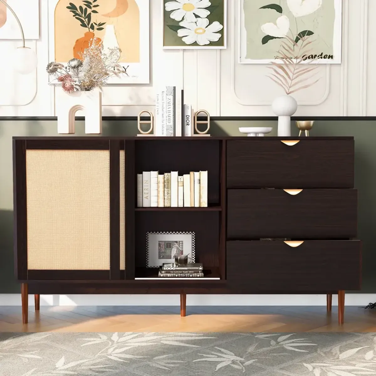 Merax Featured Two-Door Buffet Cabinet with Metal Handles