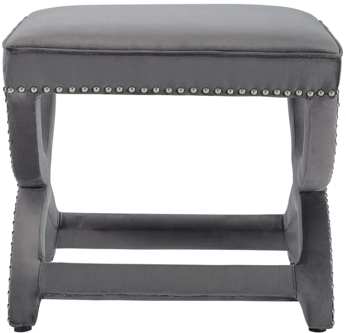 Expound Upholstered Nailhead Trim Performance Velvet Ottoman-Benzara