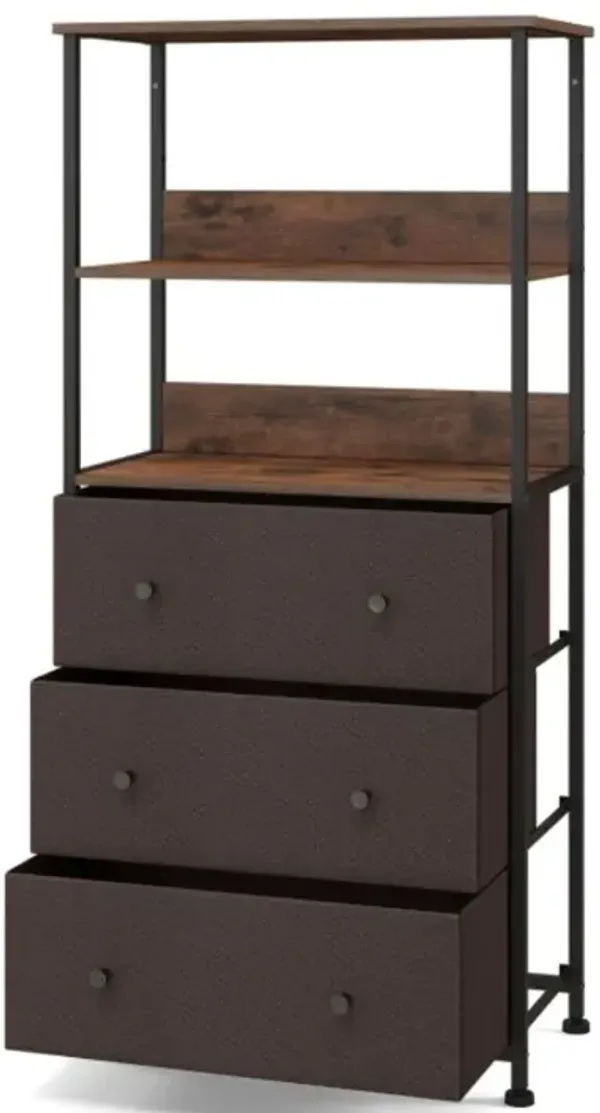 Hivvago Chest of Fabric Drawer with 3 Folding Fabric Drawers and Anti-tipping Devices