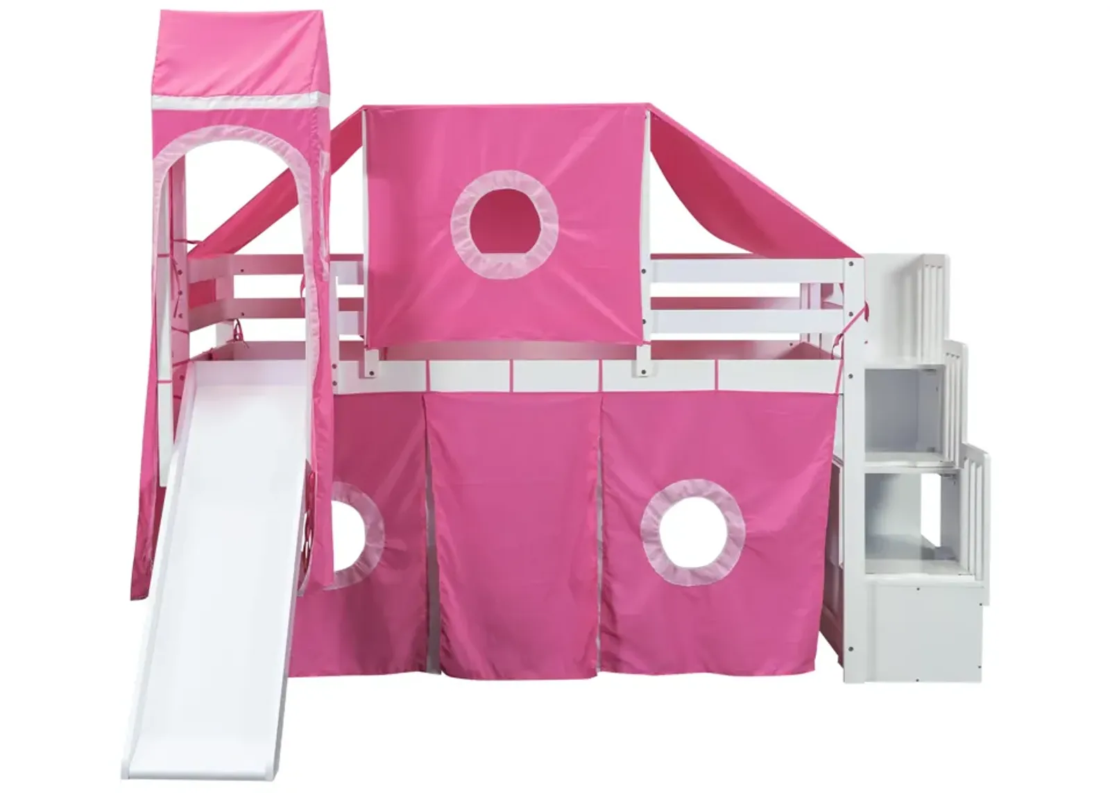 Merax Loft Bed with Tent and Tower