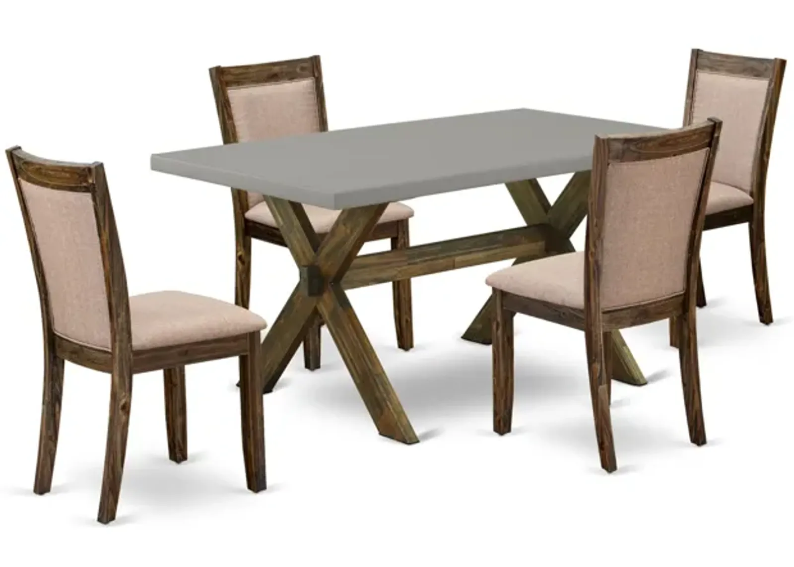 East West Furniture X796MZ716-5 5Pc Dining Set - Rectangular Table and 4 Parson Chairs - Multi-Color Color