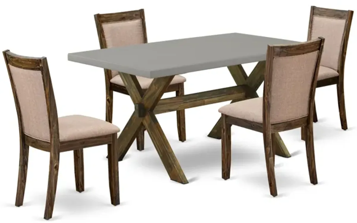 East West Furniture X796MZ716-5 5Pc Dining Set - Rectangular Table and 4 Parson Chairs - Multi-Color Color