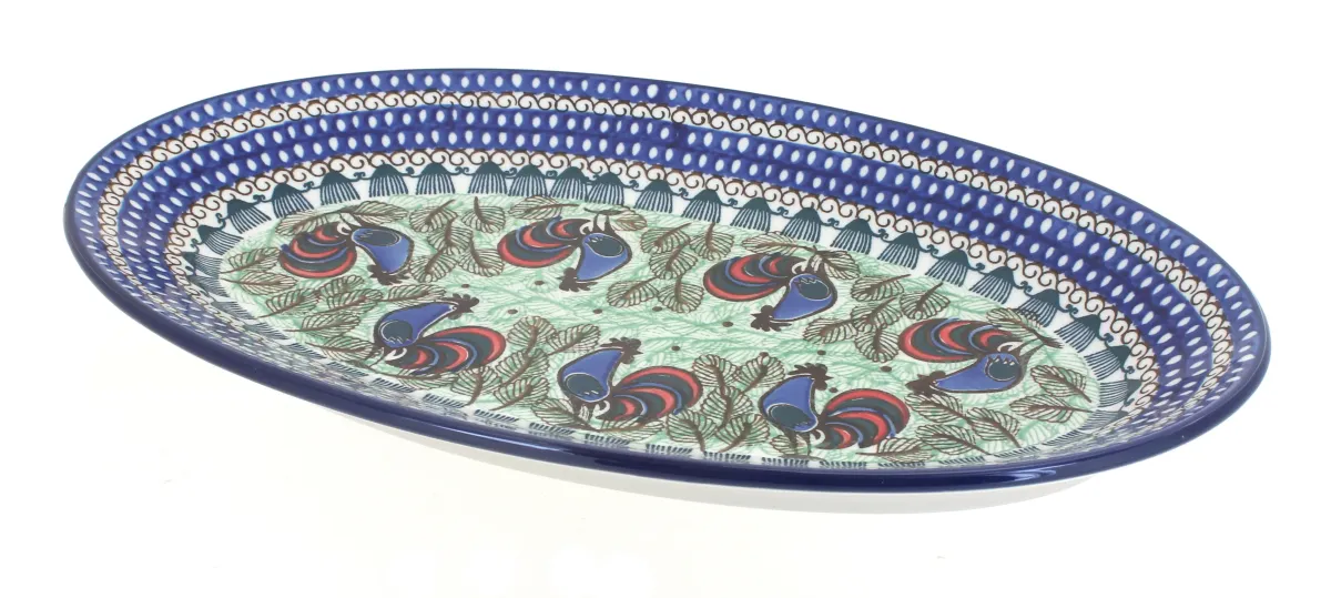 Blue Rose Polish Pottery Dandelion Oval Platter