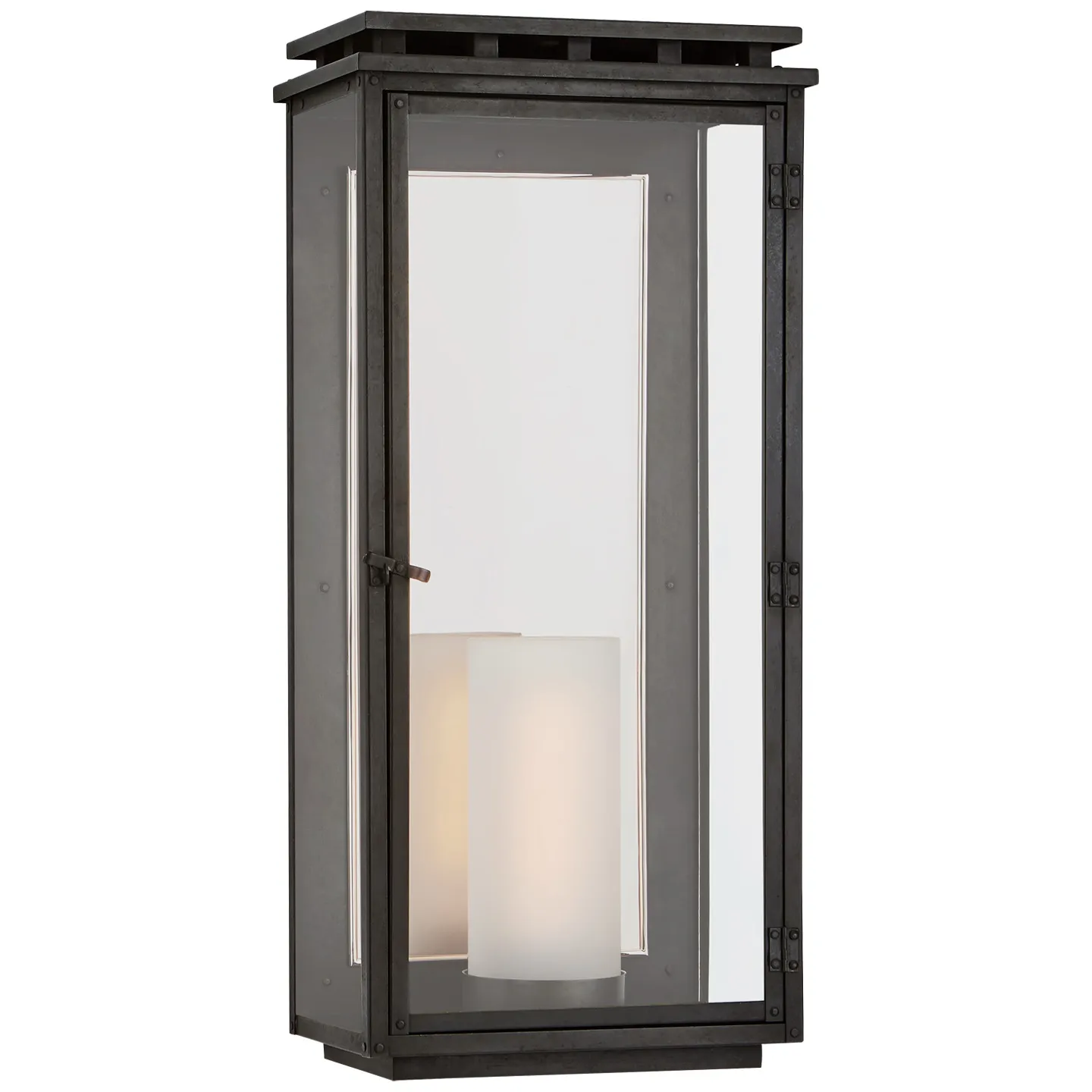 Cheshire Large 3/4 Wall Lantern in Aged Iron with Clear Glass