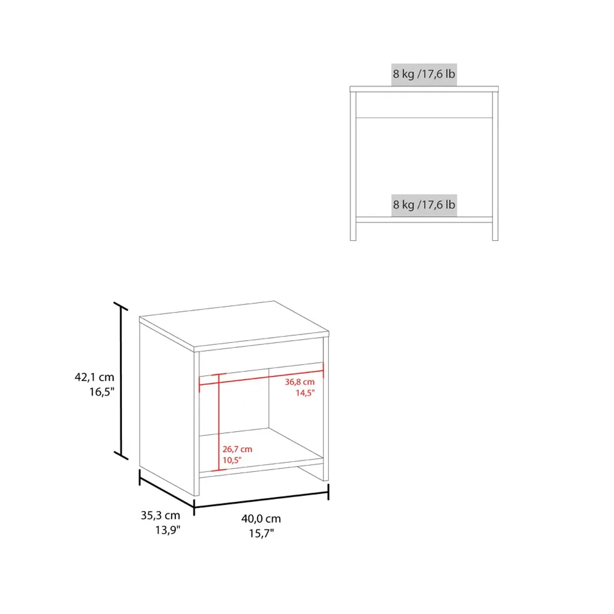 Nightstand Elaine, Bedroom, White