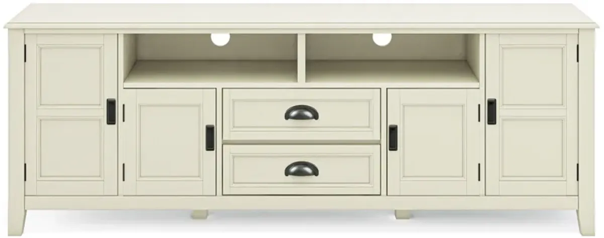 Burlington SOLID WOOD 72 inch Wide Transitional TV Media Stand in Antique White For TVs up to 80 inches