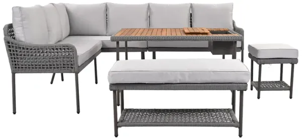 Merax 6-Piece Rope Patio Sofa Table Seating Set