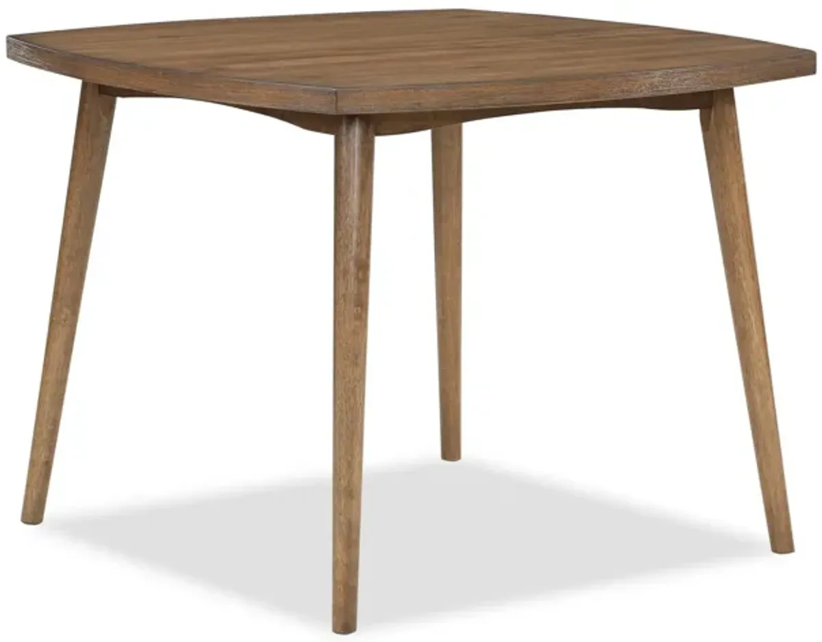 Summit 40 Inch Dining Table, Square Top, Rounded Edges, Wood Frame, Brown - Benzara