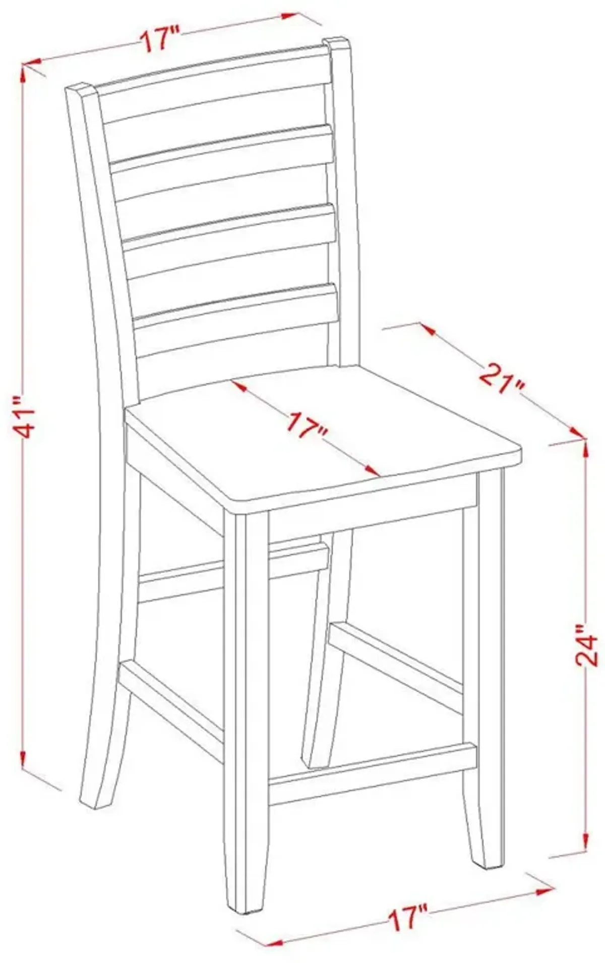 East West Furniture Fairwinds  Stool    Wood  Seat  with  lader  back,  Set  of  2