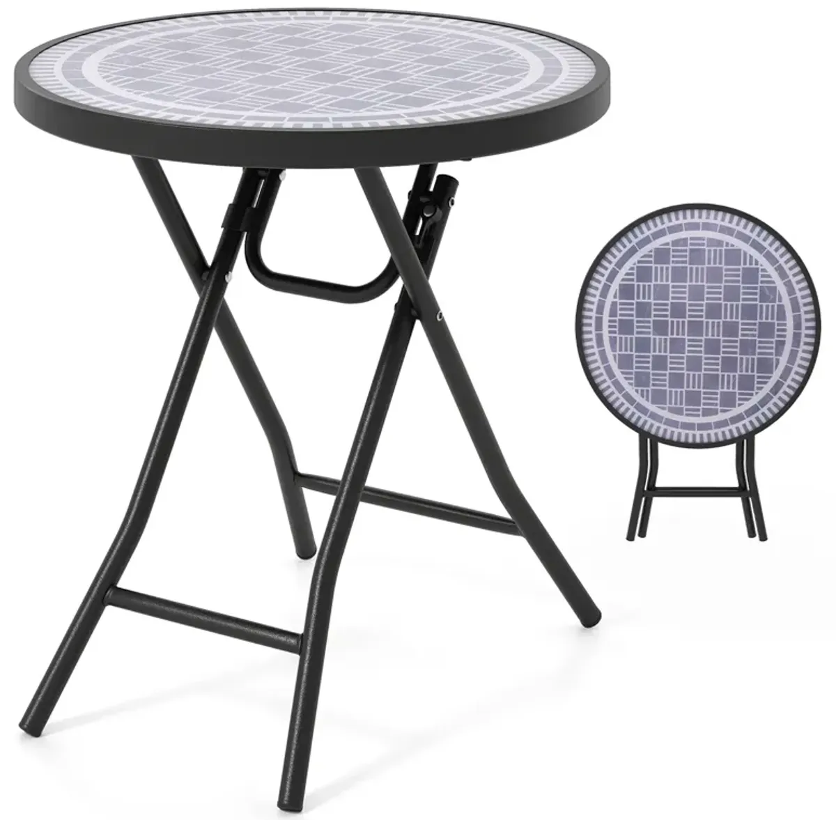 18 Inch Folding Side Table Patio Round Compact Side Table