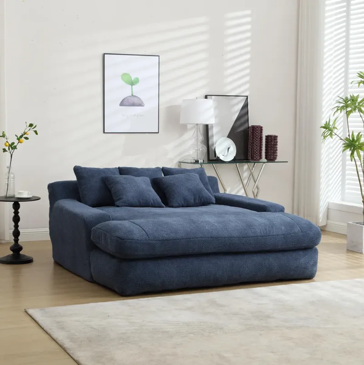 Merax Chenille 2-seater Lazy Sofa With 5 Back Pillows