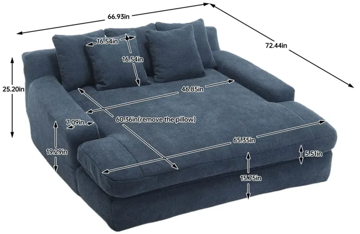 Merax Chenille 2-seater Lazy Sofa With 5 Back Pillows