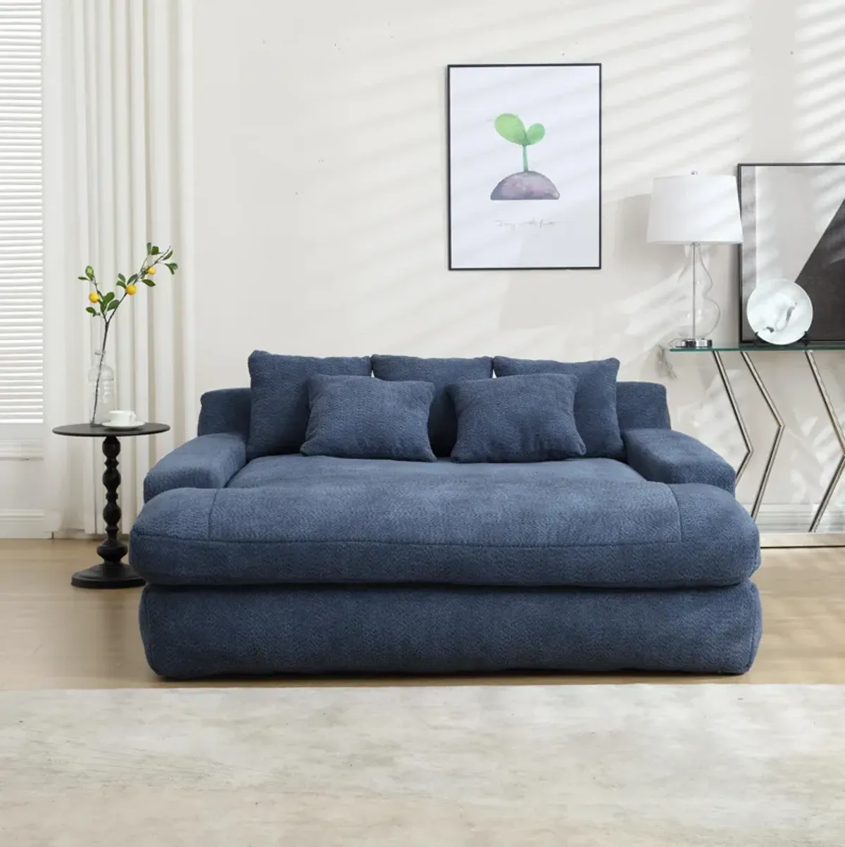 Merax Chenille 2-seater Lazy Sofa With 5 Back Pillows