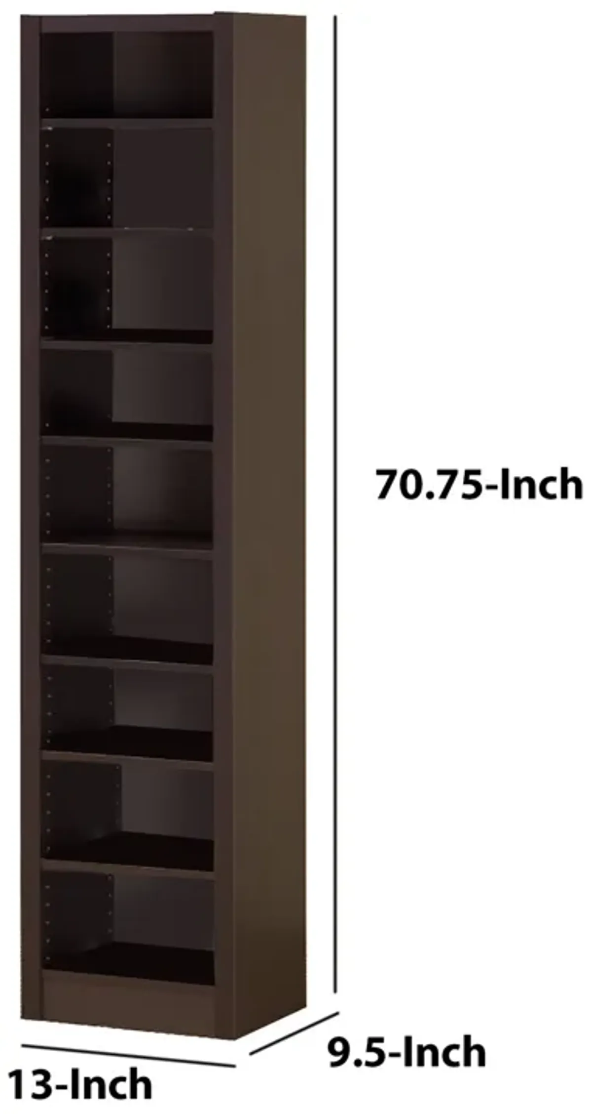 Glimmering Brown Narrow Wooden bookcase - Benzara