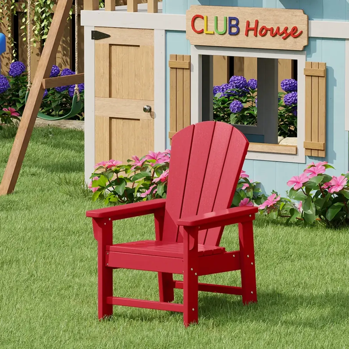 WestinTrends Kids Outdoor HDPE Adirondack Plastic Patio Chair