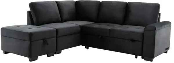 Merax L-Shape Corner Couch Sofa Bed with Storage Ottoman