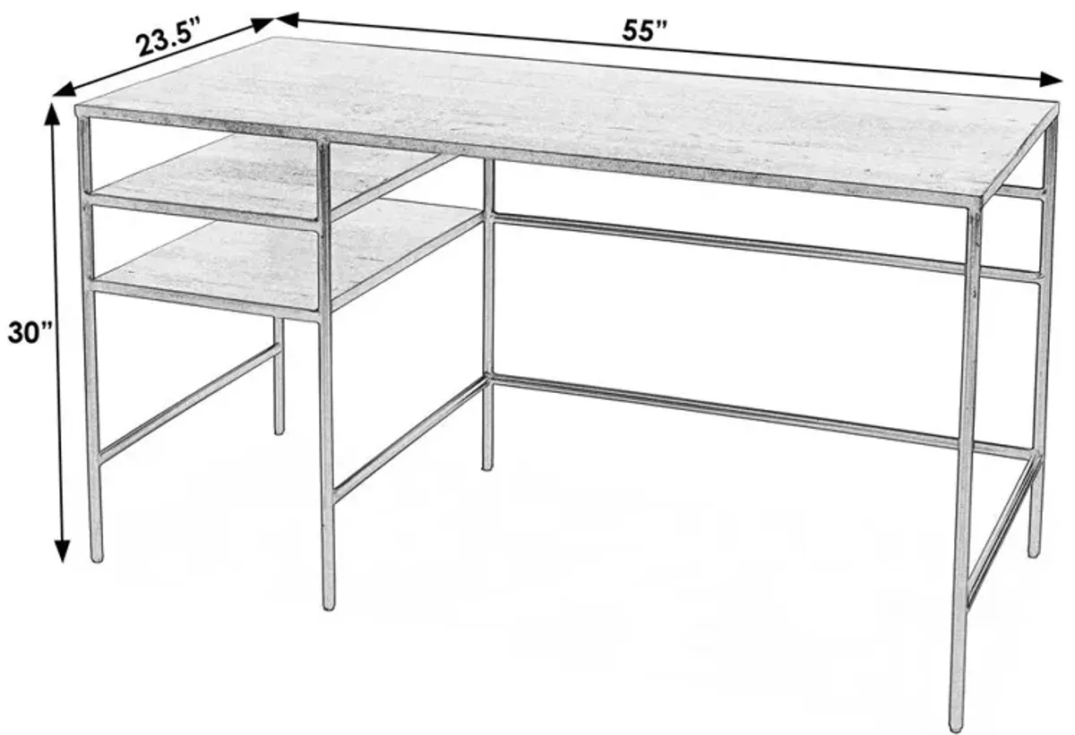 Butler Specialty Jensen Iron and Wood Writing Desk, Light Brown