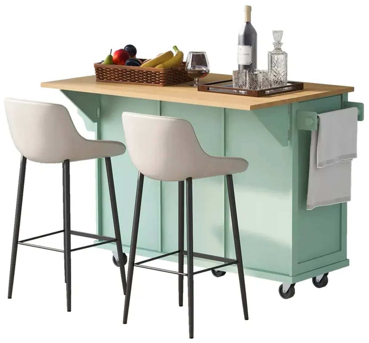 Merax Home Kitchen Island with Drop-Leaf