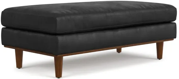 Morrison 49 inch Wide Mid-Century Modern Table Ottoman in Charcoal Grey Woven-Blend Fabric