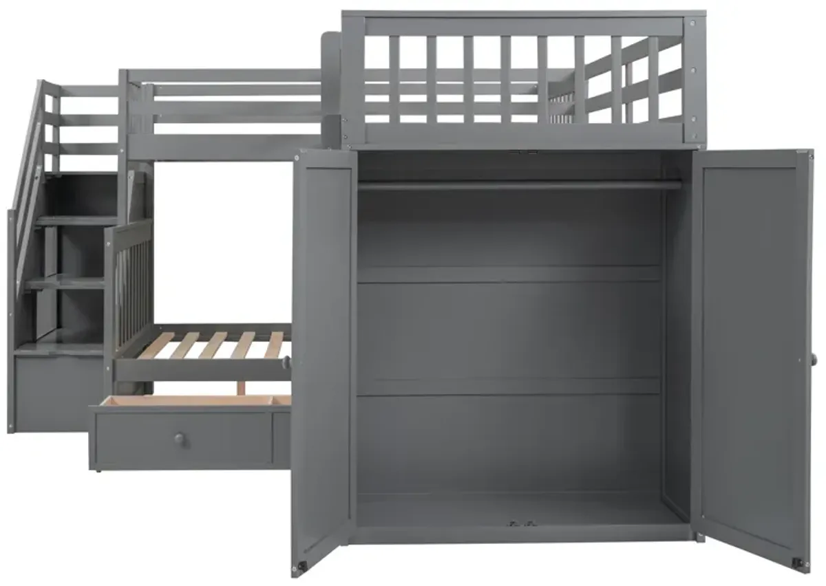 Merax  L-Shaped Bunk Bed With 3 Drawers