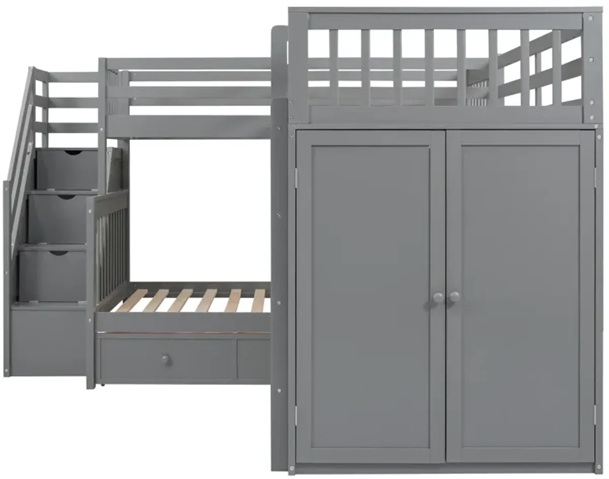 Merax  L-Shaped Bunk Bed With 3 Drawers