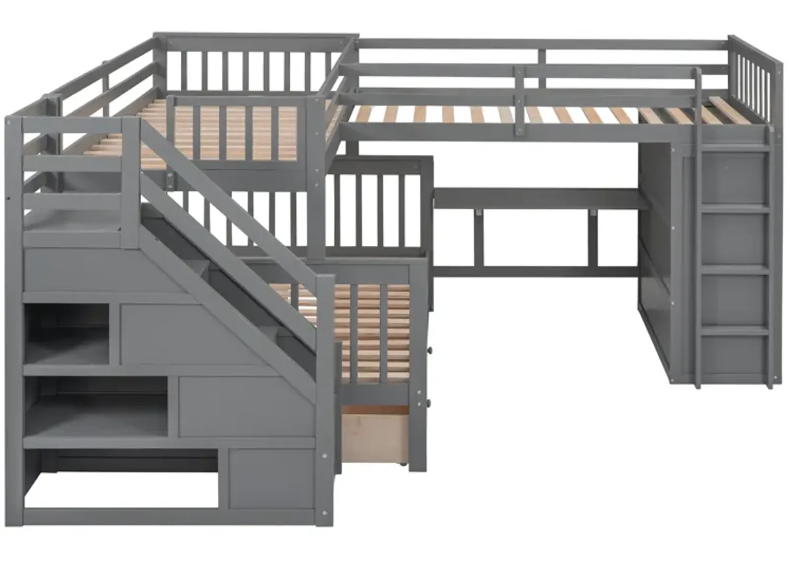 Merax  L-Shaped Bunk Bed With 3 Drawers