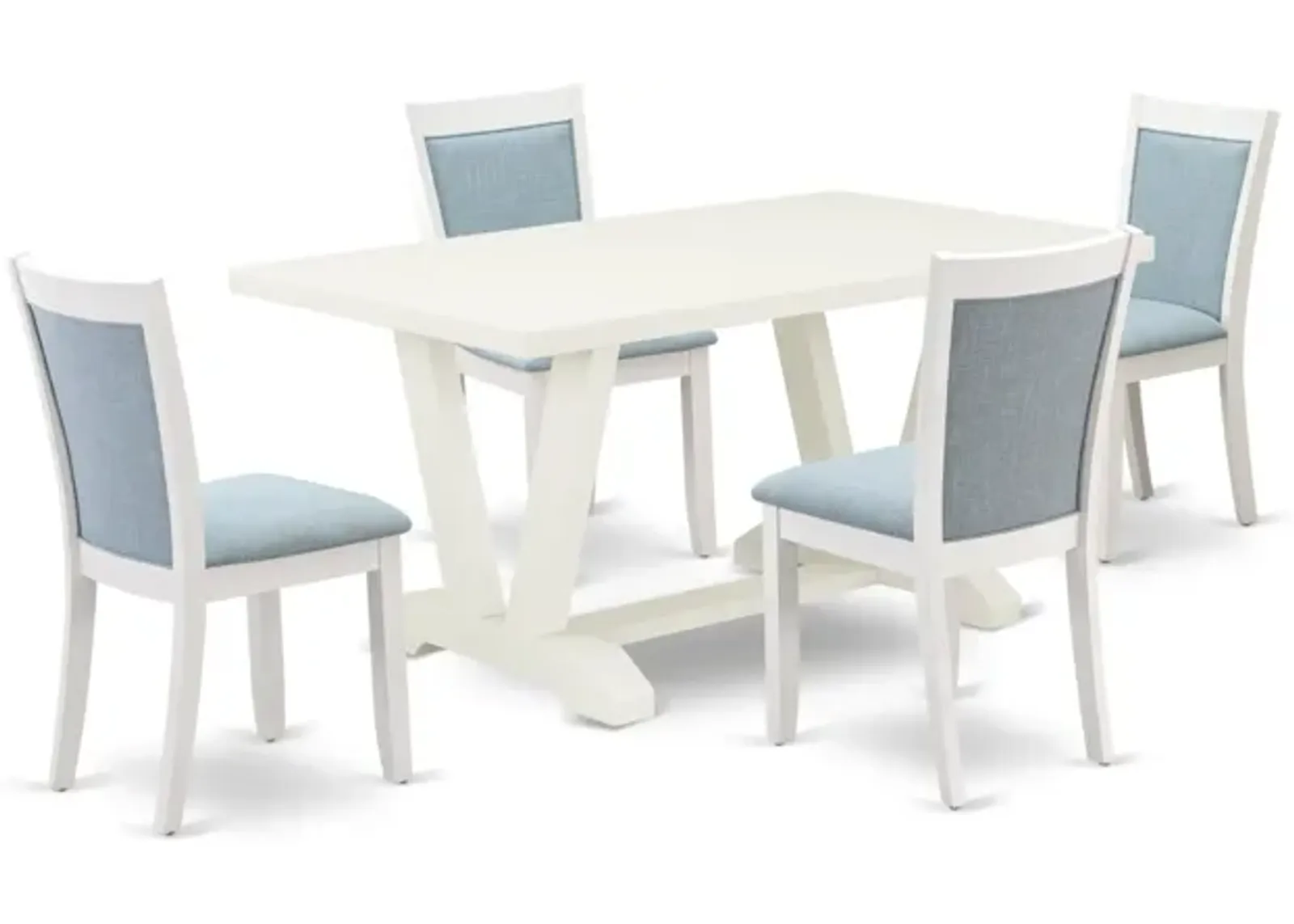 East West Furniture V026MZ015-5 5Pc Dining Room Set - Rectangular Table and 4 Parson Chairs - Multi-Color Color