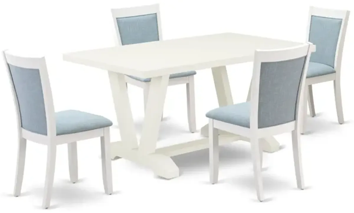 East West Furniture V026MZ015-5 5Pc Dining Room Set - Rectangular Table and 4 Parson Chairs - Multi-Color Color