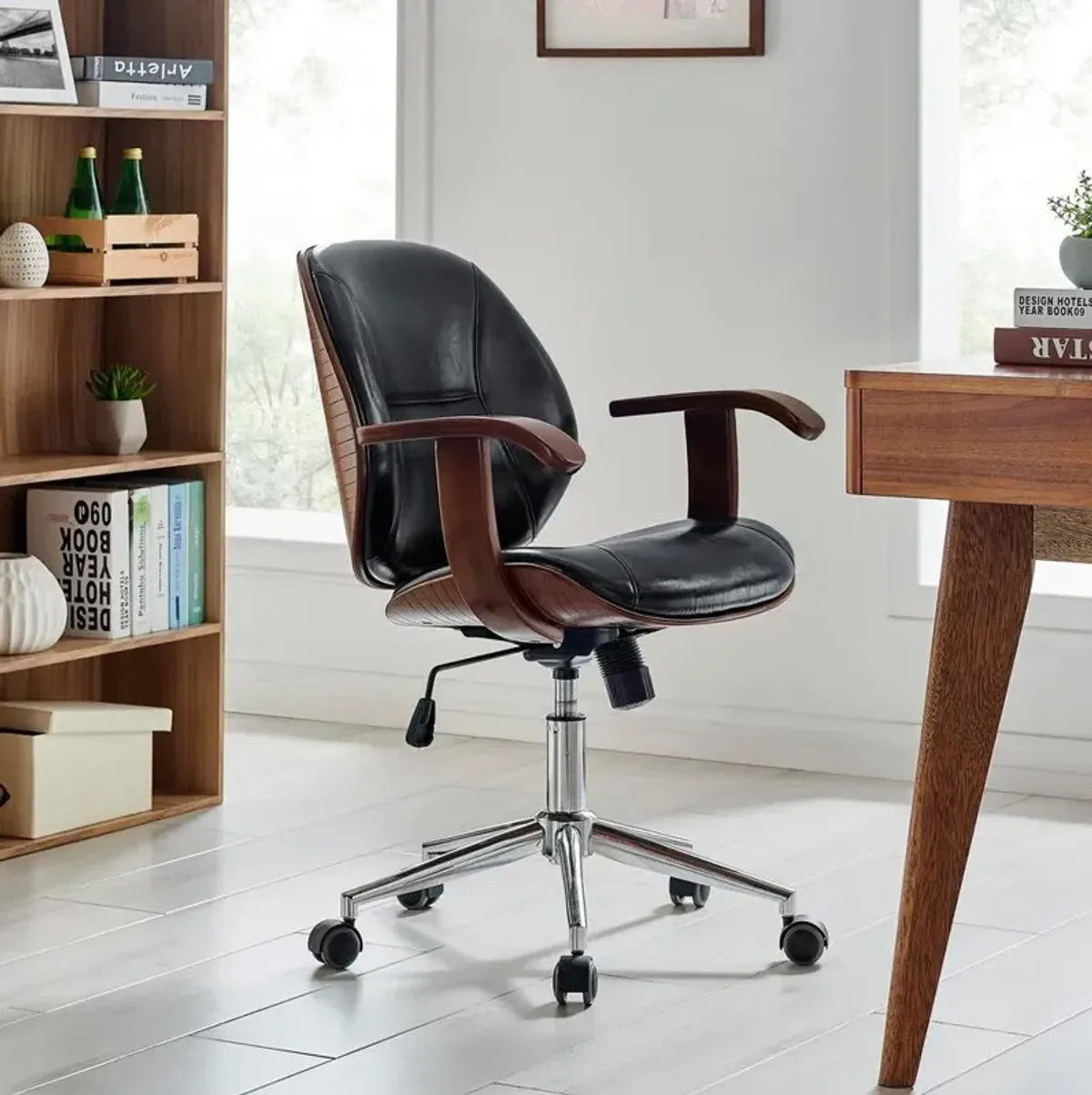 New Pacific Direct Samuel PU Bamboo Office Chair w/ Armrest