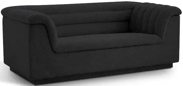 Meridian Furniture Cascade Black Boucle Fabric Loveseat