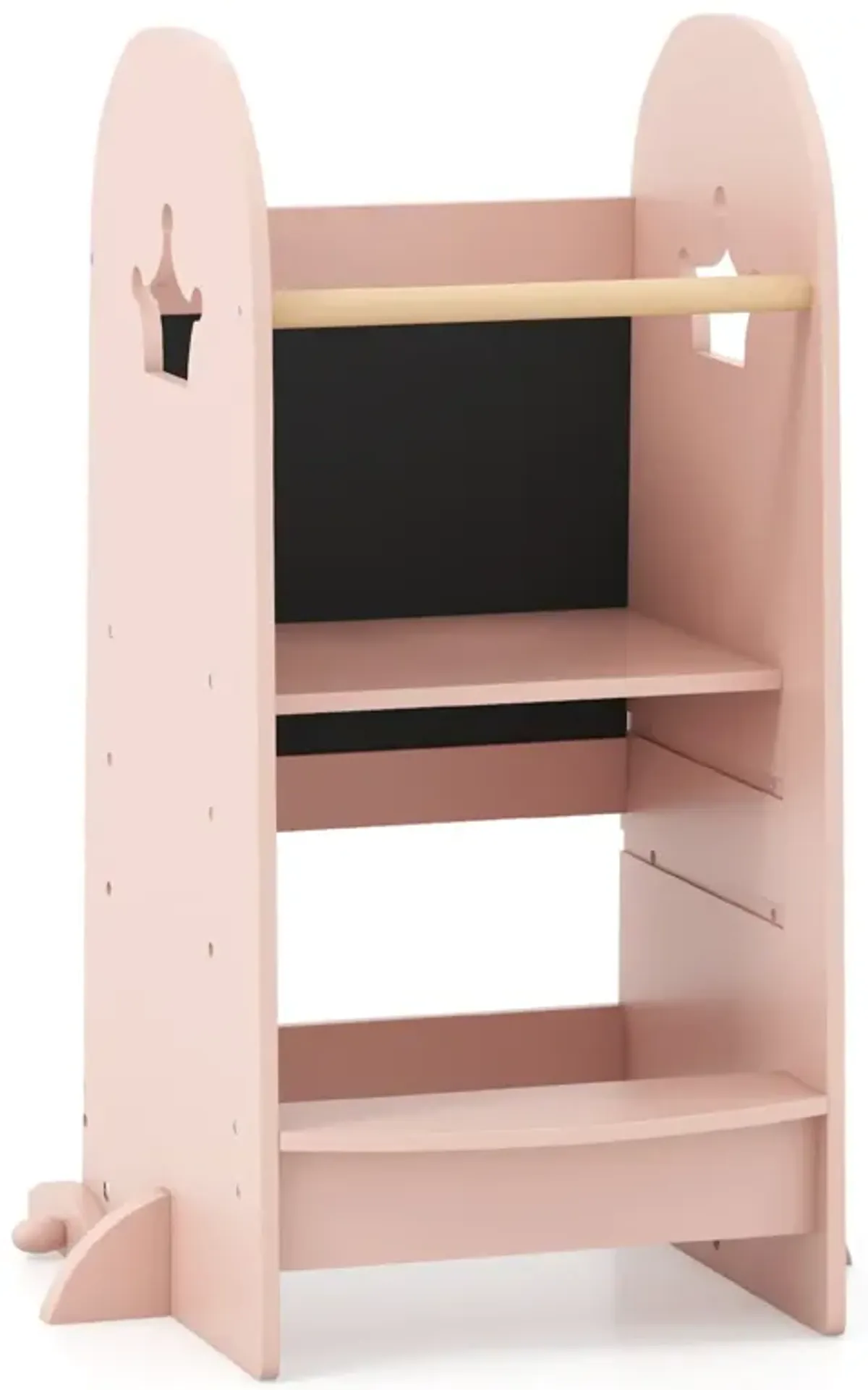 Kids Adjustable Kitchen Tower with Chalkboard – Safe Step Stool with Safety Rail