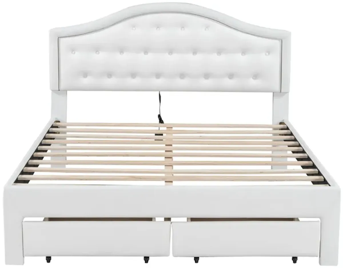 Merax PU Upholstered Platform Bed  with 2 Drawers