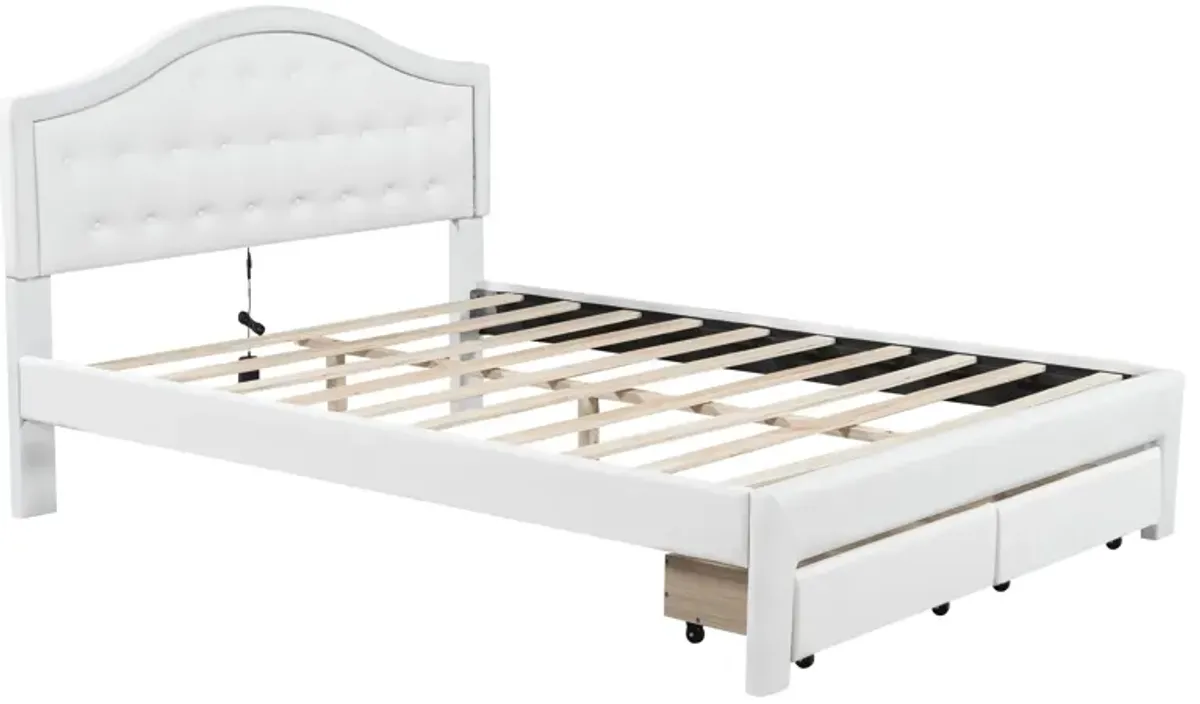 Merax PU Upholstered Platform Bed  with 2 Drawers