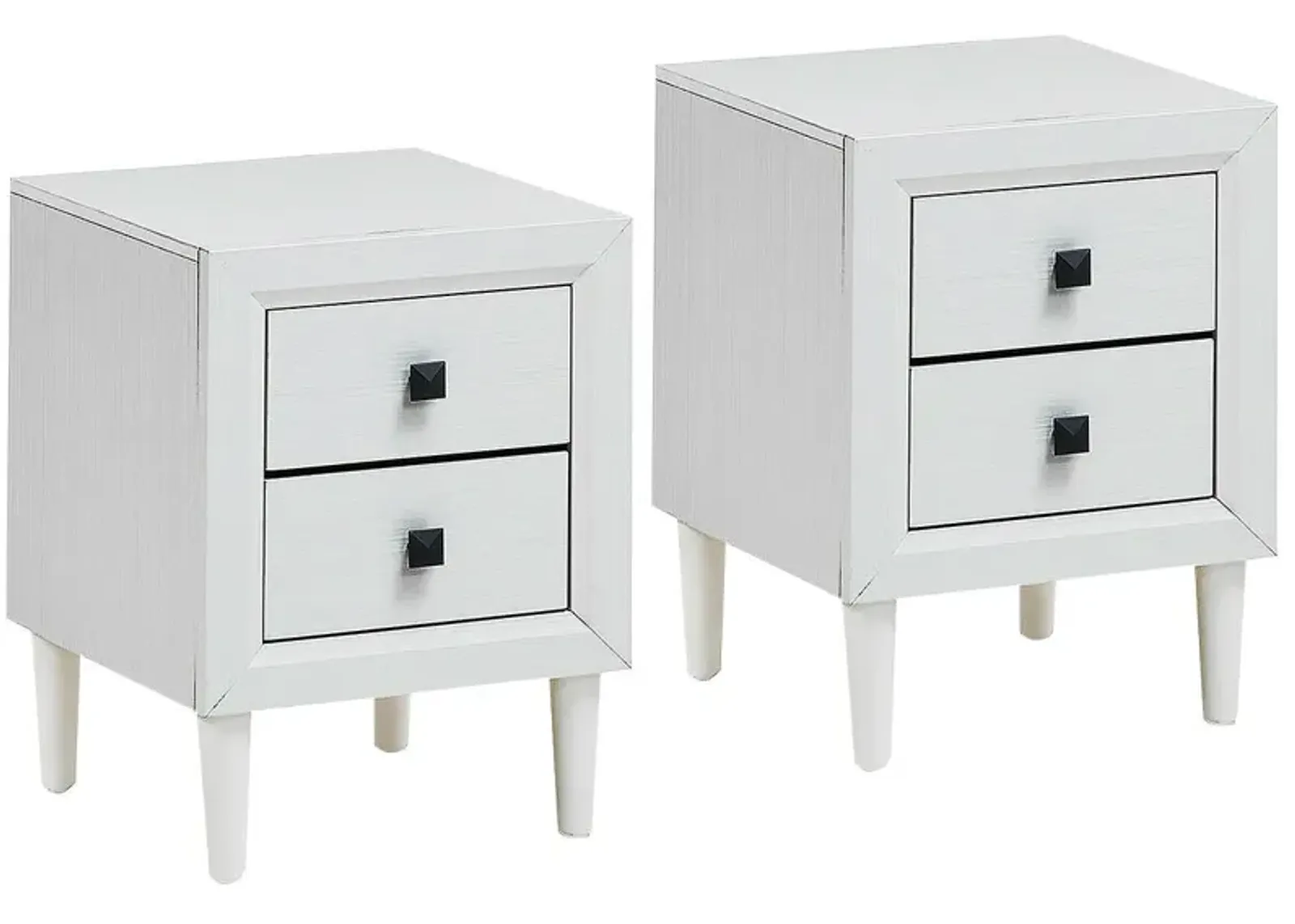 Set of 2 Multipurpose Retro Nightstand with 2 Drawers