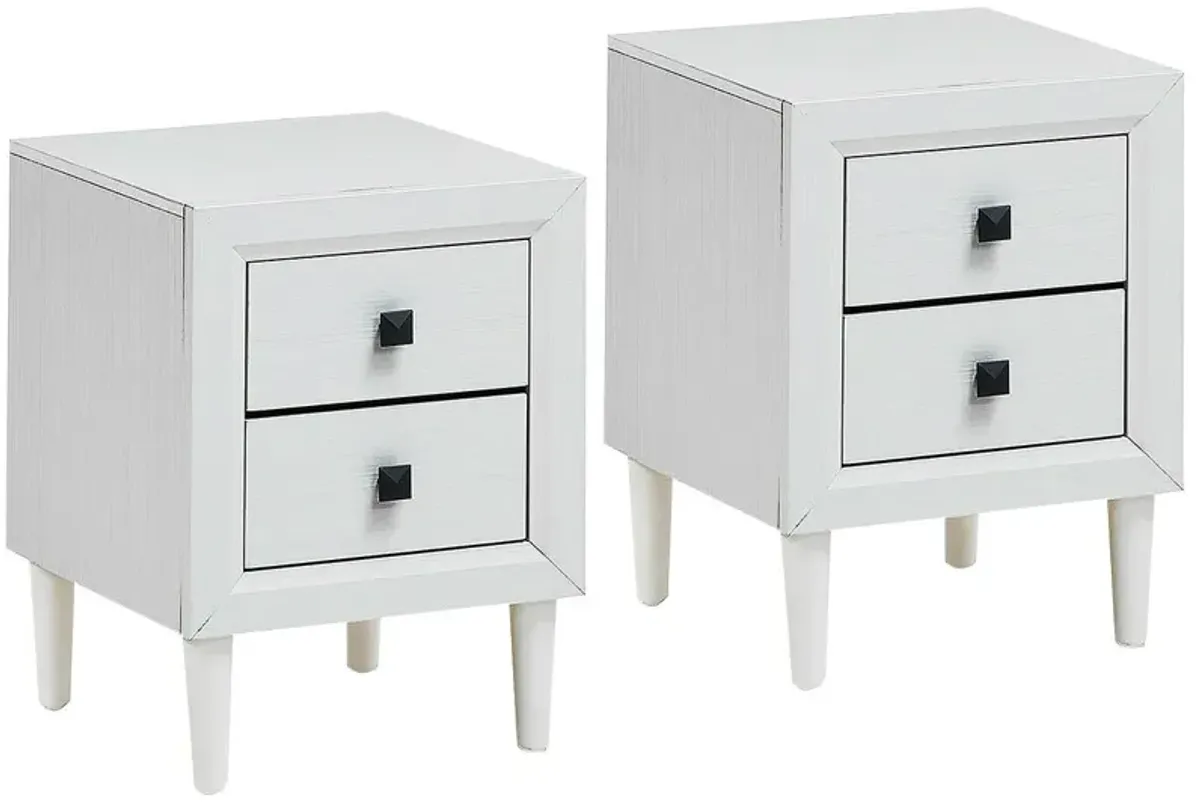 Set of 2 Multipurpose Retro Nightstand with 2 Drawers