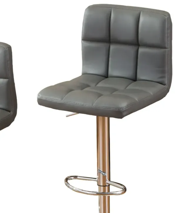 Streamdale Faux Leather Adjustable Hydraulic Bar Stool, Set of 2, Gray